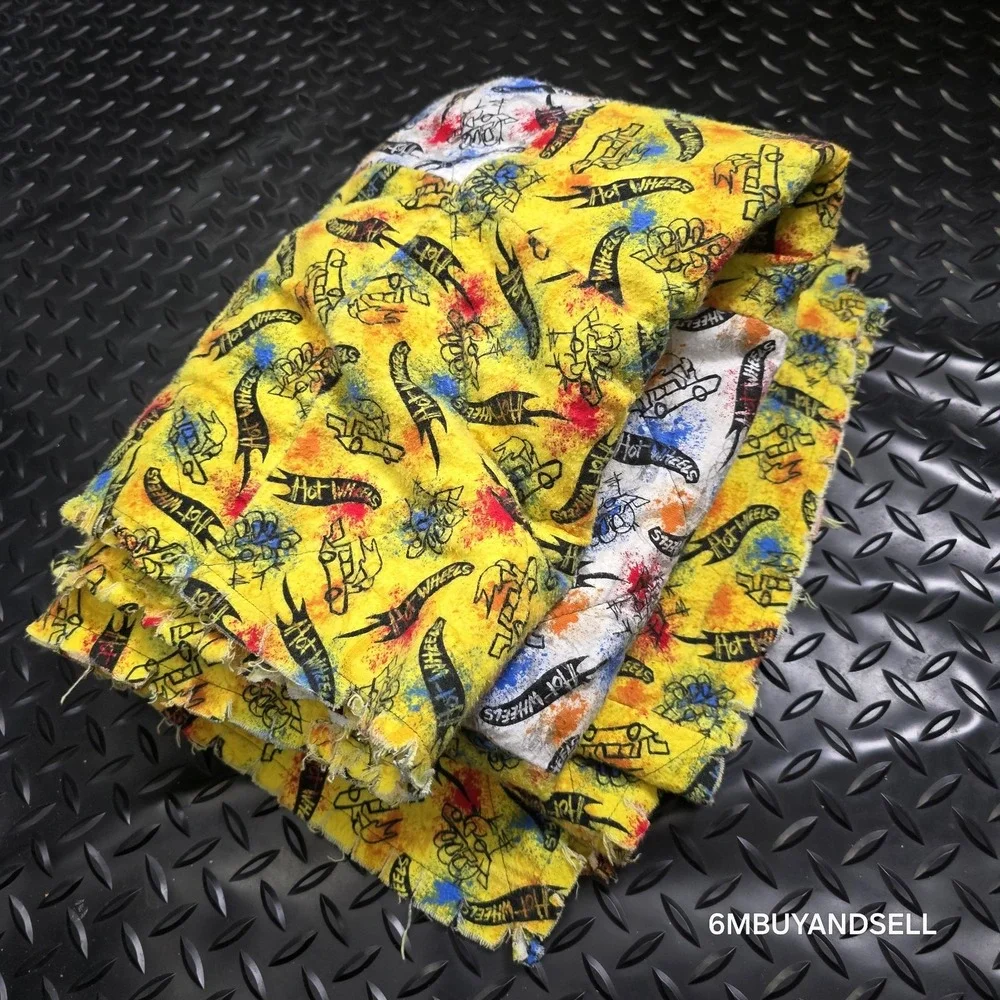 Hot‎ Wheels Logo Quilt Blanket Handmade Cotton 55x45 Y2K Vintage Collector
